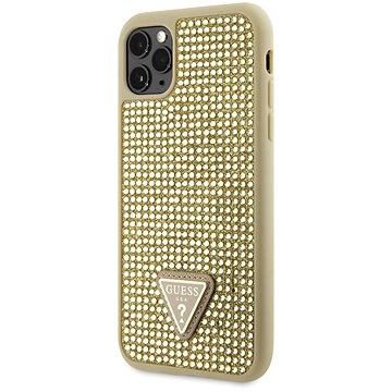 

Guess Rhinestones Triangle Metal Logo Kryt pro iPhone 11 Pro Gold