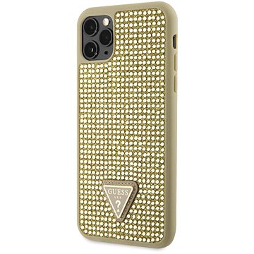 

Guess Rhinestones Triangle Metal Logo Kryt pro iPhone 11 Pro Max Gold