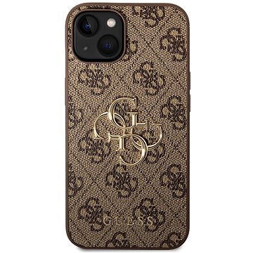 

Guess PU 4G Metal Logo Zadní Kryt pro iPhone 15 Brown