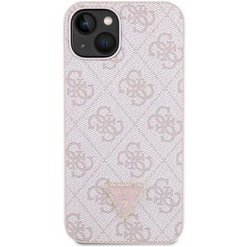 

Guess PU 4G Strass Triangle Metal Logo Zadní Kryt pro iPhone 15 Pink
