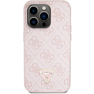 

Guess PU 4G Strass Triangle Metal Logo Zadní Kryt pro iPhone 15 Pro Pink