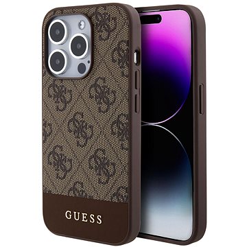 

Guess PU 4G Stripe MagSafe Zadní Kryt pro iPhone 15 Pro Brown