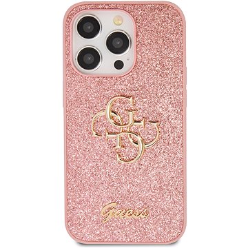 

Guess PU Fixed Glitter 4G Metal Logo Zadní Kryt pro iPhone 15 Pro Pink