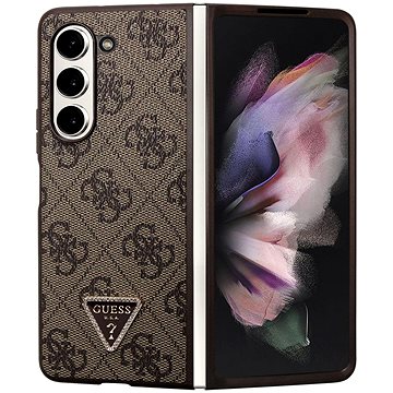 

Guess 4G PU Leather Triangle Zadní Kryt pro Samsung Galaxy Z Fold 5 Brown
