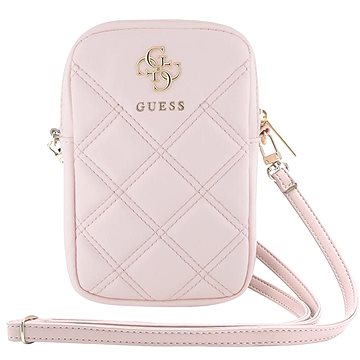 

Guess PU Quilted 4G Metal Logo Taška na Telefon se Zipem Pink