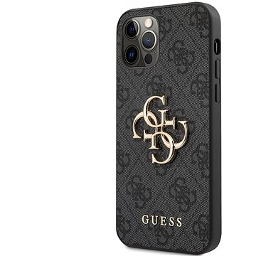 

Guess PU 4G Metal Logo Zadní Kryt pro Apple iPhone 12/12 Pro Grey