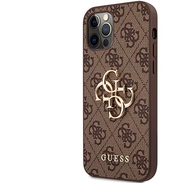 

Guess PU 4G Metal Logo Zadní Kryt pro Apple iPhone 12/12 Pro Brown