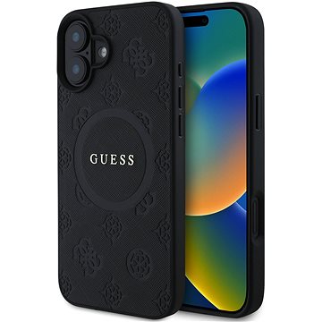 

Guess Saffiano Peony Stamp MagSafe Zadní Kryt pro iPhone 16 Black