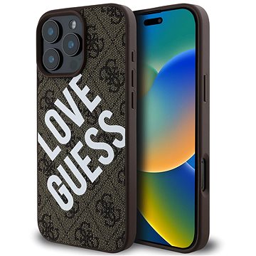 

Guess PU Leather 4G Big Love Logo MagSafe Zadní Kryt pro iPhone 16 Pro Brown