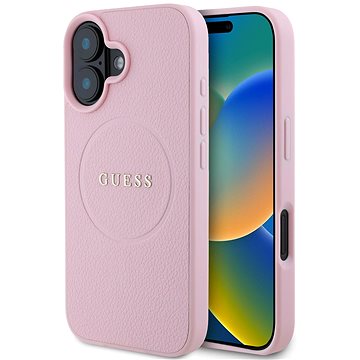

Guess PU Grained Classic Logo MagSafe Zadní Kryt pro iPhone 16 Pink