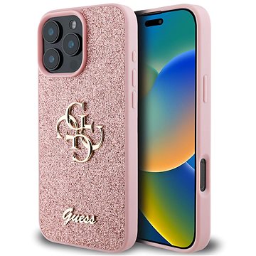

Guess PU Fixed Glitter 4G Metal Logo Zadní Kryt pro iPhone 16 Pro Max Pink