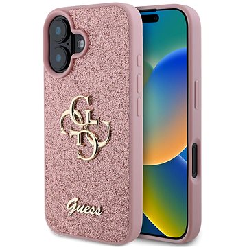 

Guess PU Fixed Glitter 4G Metal Logo Zadní Kryt pro iPhone 16 Pink