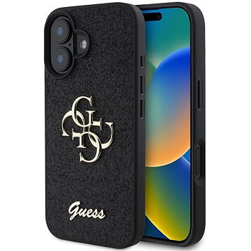 

Guess PU Fixed Glitter 4G Metal Logo Zadní Kryt pro iPhone 16 Black