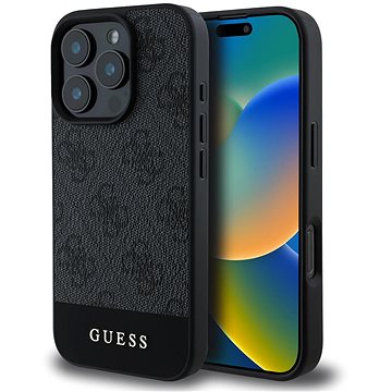 

Guess PU 4G Stripe Zadní Kryt pro iPhone 16 Pro Max Grey