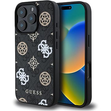 

Guess PU 4G Peony MagSafe Zadní Kryt pro iPhone 16 Pro Max Black