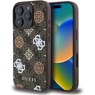 

Guess PU 4G Peony MagSafe Zadní Kryt pro iPhone 16 Pro Brown
