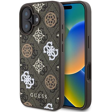 

Guess PU 4G Peony MagSafe Zadní Kryt pro iPhone 16 Brown
