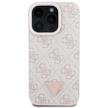 

Guess PU 4G Strass Triangle Metal Logo Zadní Kryt pro iPhone 16 Pro Pink