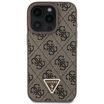 

Guess PU 4G Strass Triangle Metal Logo Zadní Kryt pro iPhone 16 Pro Max Brown