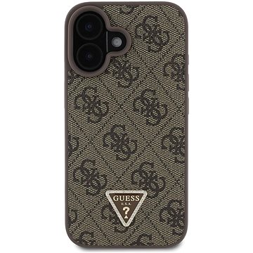 

Guess PU 4G Strass Triangle Metal Logo Zadní Kryt pro iPhone 16 Brown