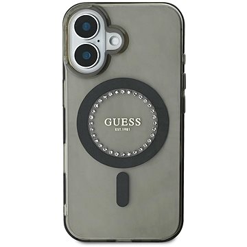 

Guess IML Rhinestones Ring MagSafe Zadní Kryt pro iPhone 16 Black