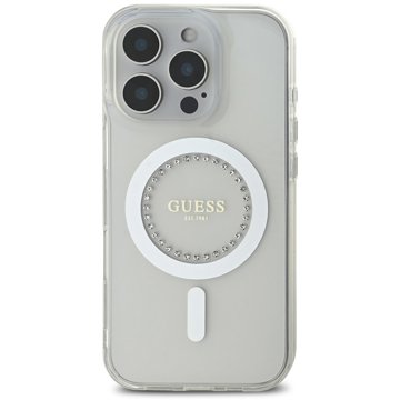 

Guess IML Rhinestones Ring MagSafe Zadní Kryt pro iPhone 16 Pro White