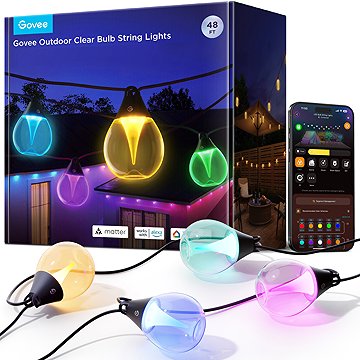 

Govee RGBICW Smart zahradní řetěz, Matter, 15 žárovek