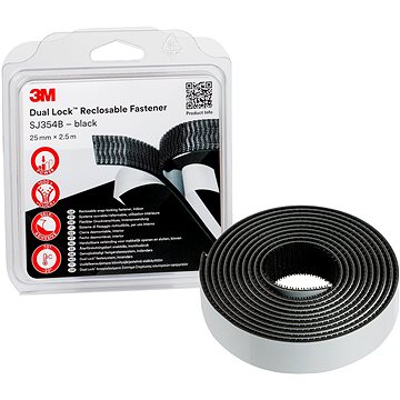 

3M Dual-Lock™ samolepíci suchý zip SJ354B, černý, 25 mm x 2,5 m v blistru