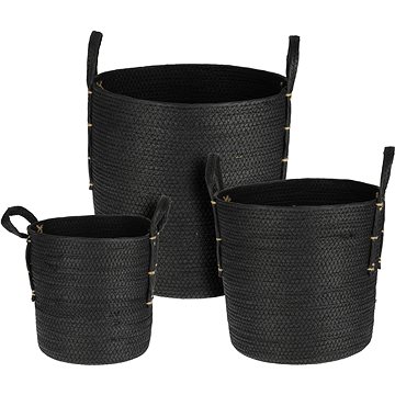 

H&L Handle Úložný koš set 3 ks tkaný papír černý