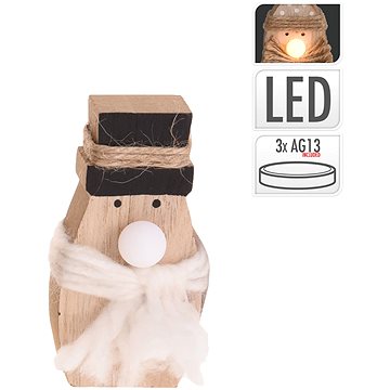 

H&L Vánoční dekorace LED - dřevěný sněhulák, bílý