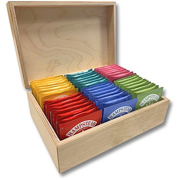 

Hampstead Tea Přírodní dřevěná kazeta mix sáčkových čajů 78 ks 6 druhů