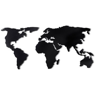 

WALLITY Dekorativní kovový nástěnný doplněk Mapa světa silueta černý