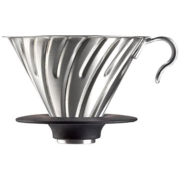 

Hario Dripper V60-02, ocelový se silikonovou základnou