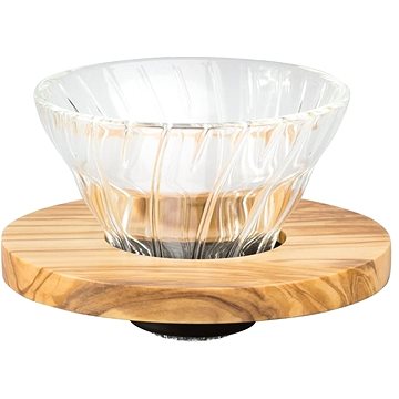 

Hario Dripper V60-01, skleněný, s olivovým dřevem