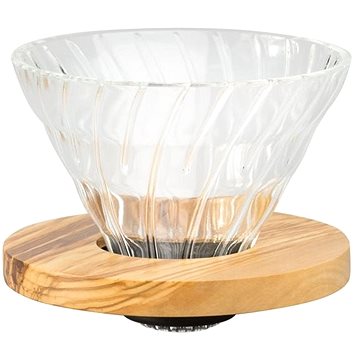 

Hario Dripper V60-02, skleněný, s olivovým dřevem
