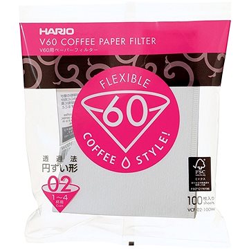 Hario papírové filtry V60-02 (VCF-02-100W), bílé, 100ks - Filtr na kávu