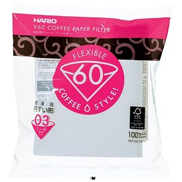 

Hario papírové filtry V60-03 (VCF-03-100W), bílé, 100ks