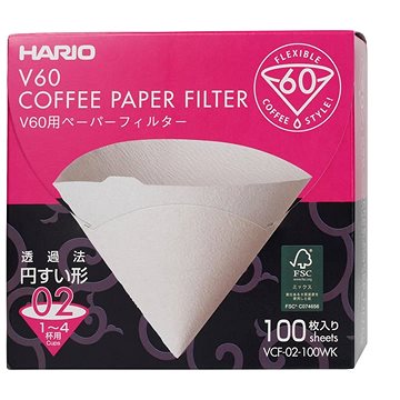 

Hario papírové filtry V60-02 (VCF-02-100W), bílé, 100ks, BOX