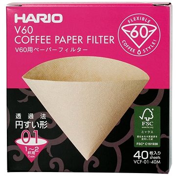 

Hario Misarashi papírové filtry V60-01, nebělené, 40ks