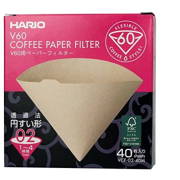 

Hario Misarashi papírové filtry V60-02, nebělené, 40ks