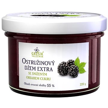 

Grešík Valdemar Džem Ostružinový BIO se sníženým obsahem cukru, ovocná složka 55 % 220 g