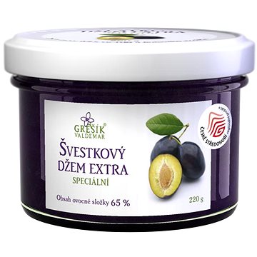

Grešík Valdemar Džem Švestkový BIO, ovocná složka 65 % 220 g