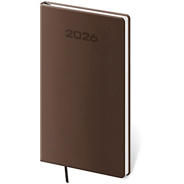 Helma Soft týdenní 2026, hnědý, kapesní, 8 × 15 cm