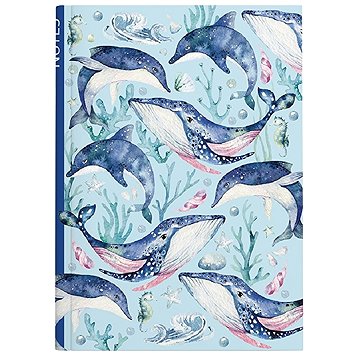 Baloušek Tisk Notes linkovaný A5, lamino, velryba