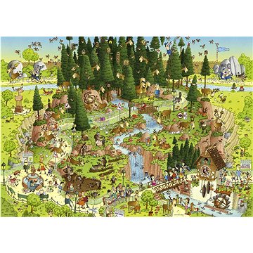 

HEYE Puzzle Šílená ZOO: Expozice Černý les 1000 dílků