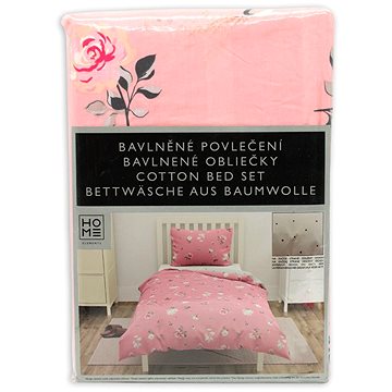 

HOME ELEMENTS Bavlněné povlečení na jednolůžko, oboustranné, růžové a světle šedé
