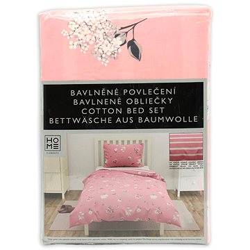 

HOME ELEMENTS Bavlněné povlečení na jednolůžko, oboustranné, růžové