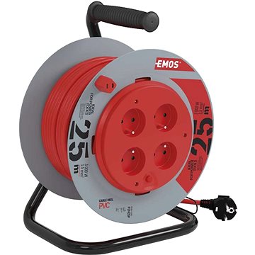 

EMOS PVC kabel na bubnu s pevným středem – 4 zásuvky, 25m, 1,5mm2