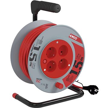 

EMOS PVC prodlužovací kabel na bubnu – 4 zásuvky, 15m, 1mm2