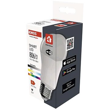 

EMOS Chytrá LED žárovka GoSmart A60 E27 9 W (60 W) 806 lm RGB stmívatelná Wi-Fi